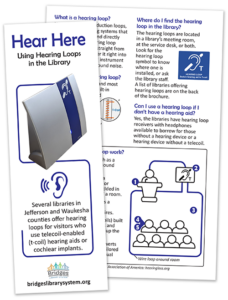 Hearing Loop brochure image of cover over inside spread.