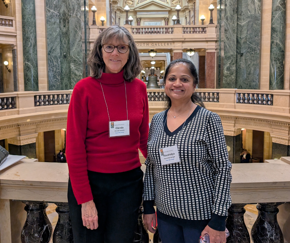 Photo of Town Hall Library supporter with Town Hall Library Director at 2025 Library Legislative Day.