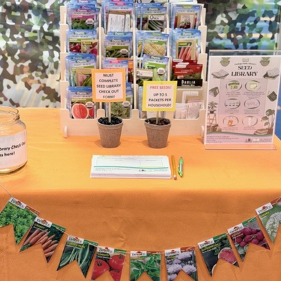Muskego Seed Library selections on a table